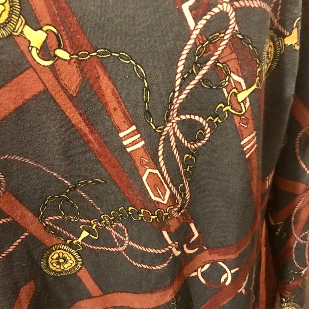 TALBOTS PETITE OLIVE GREEN EQUESTRIAN PRINT SHIFT DRESS SIZE LP - Picture 7 of 16